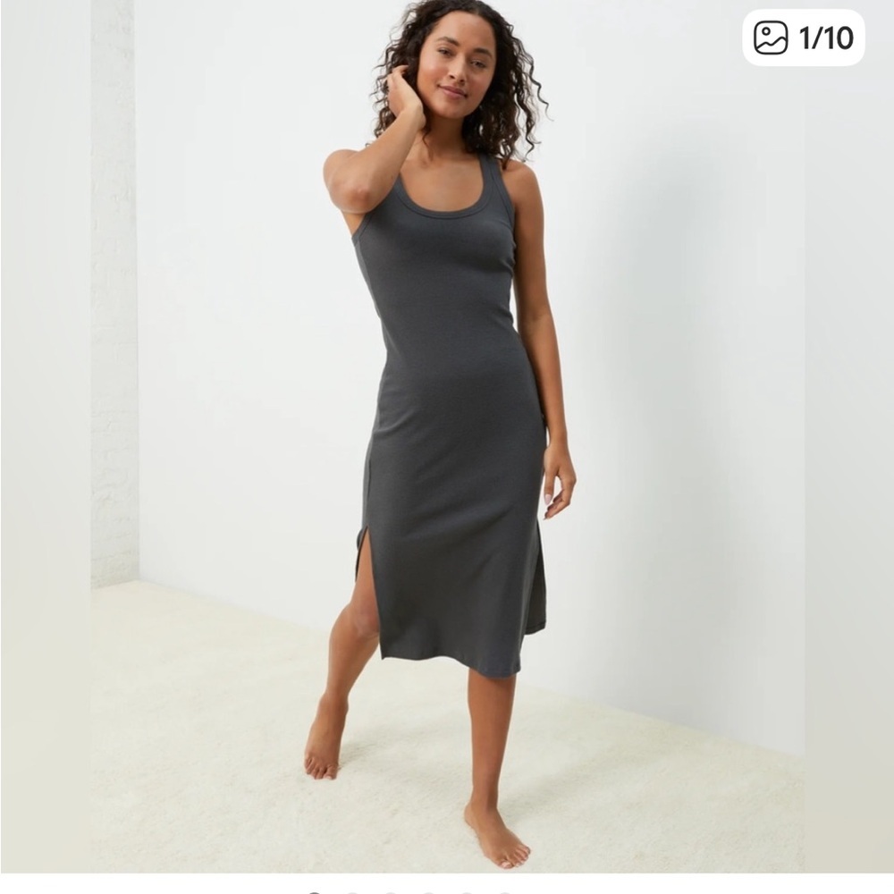 NWT UpWest Cozy Rib Midi Tank Dress in Soot -charcoal Gray Sz small